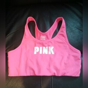 PINK hot pink and black sports bra